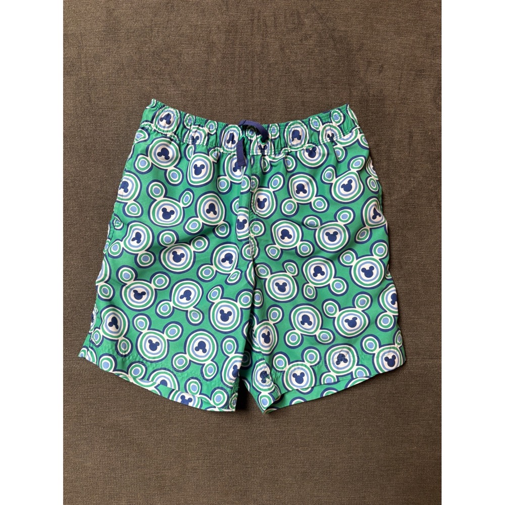 Disney x Hanna Andersson Mickey Mouse Icon Print Swim Trunks Boys Size 8 Green